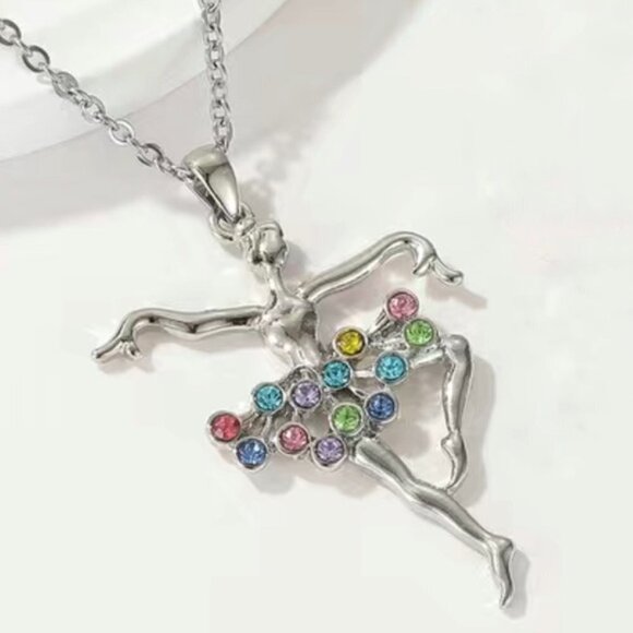 Ballerina Dancing Necklace Pendant Chain Creative Colorful With Gift Pouch - Picture 6 of 15